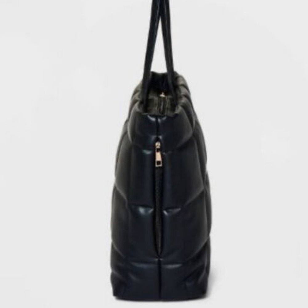 NWT New with Tags Athleisure Soft Tote Handbag - A New Day Black Quilted 13X18.5